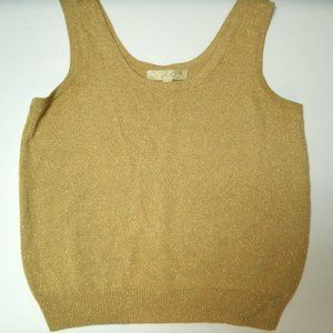 St. John Gold Top Knit Shell Metallic Holiday Sleeveless Small
